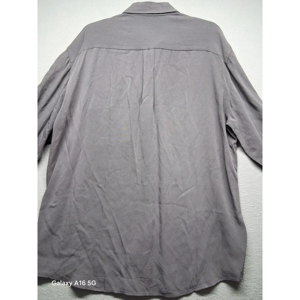 Zanella Gray Men Long Sleeve Made In Italy Button Down Shirt Size L‎